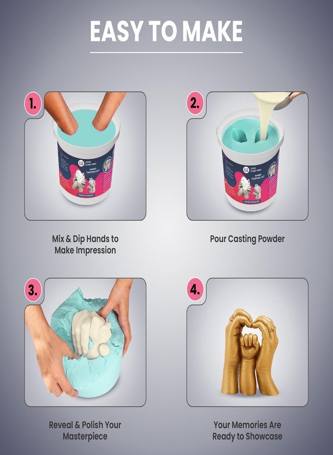 2GM Hand Casting Kit for Family, 3D Design, Capture Precious Moments Together Easy to Use/Mold for Hand Making, Cherish Memories Forever, Child & Adult Hands Set (Pack of 1) - Image 2
